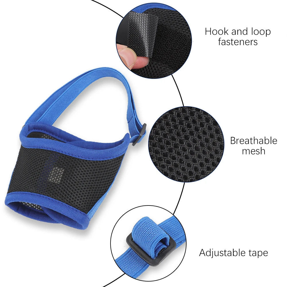 Dog Muzzle Anti Barking Pet Adjustable Anti-Bite Puppy Breathable Soft Dog Mouth Cover Elastic Strap Pet Supplies Basket Muzzle