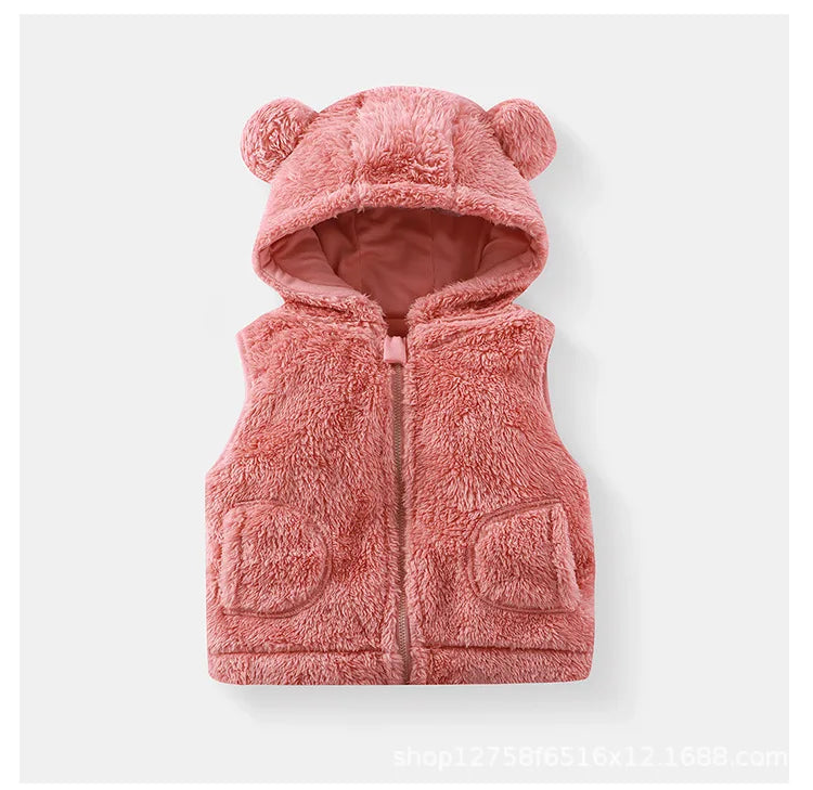 Ircomll Children's vest winter Fall Bape Plush Hooded Bear Outerwear For Girls Boys Children Coat Baby Top Waistcoat Girl Outfit
