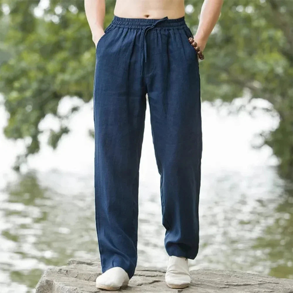 summer spring 2025 New Men's Cotton Linen Pants Male Autumn New Breathable Solid Color Linen Trousers Fitness Streetwear S-5XL