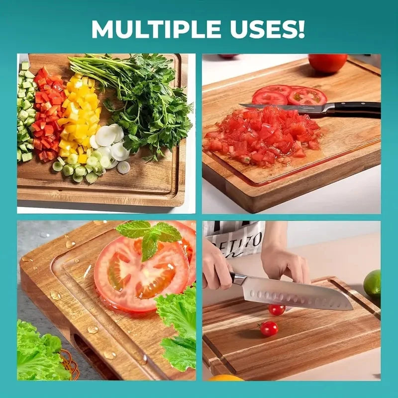 Beech Walnut Wooden Cutting Board Kitchen Chopping Block Cheese Meat Butcher Block - Durable Wood Cutting Board for Kitchen To