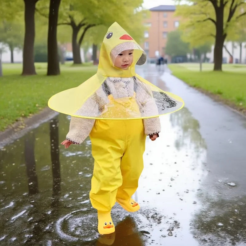 Children Portable Rain Umbrella Hat Foldable Outdoor Fishing Sunshade Waterproof Camping Headwear Kids Rain Hat Umbrella 65-70cm