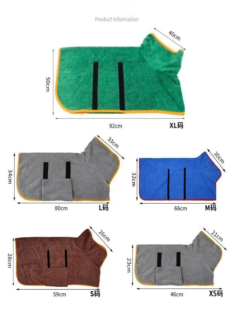 Absorbent Pet Bathrobe Quick Drying Dog Towel for Large & Small Dogs Cat Bathrobe Clean Pet Supplies
