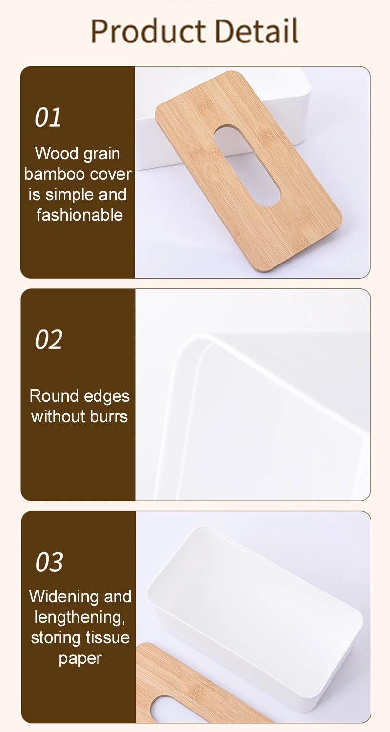 Kitchen Tissue Box Plastic Detachable Rectangle Minimally Designed Paper Box for Household Dining Table Living Room Bathroom TMZ