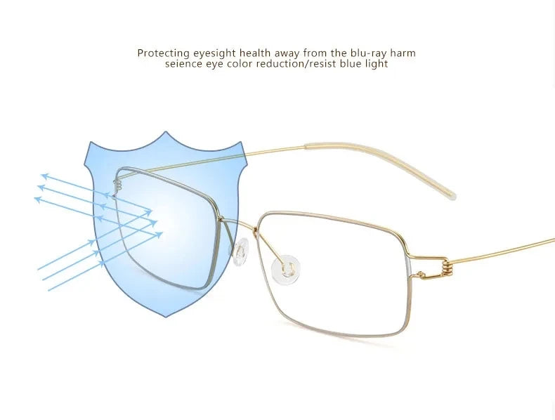 Men Business Reading Glasses Anti-Blue Light Titanium Alloy Frame Male Hyperopia Presbyopia Prescription Glasses