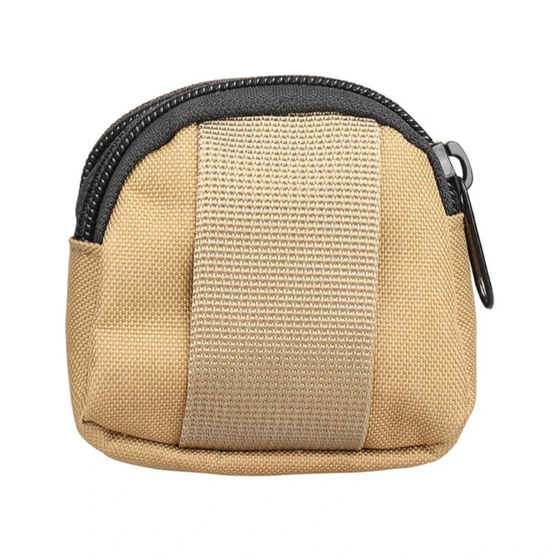 Nylon Double Zipper Pocket Coin Purse Men Tactical Molle Pouch Lightweight Outdoor Small Card Holder Keys Storage Belt Waist Bag