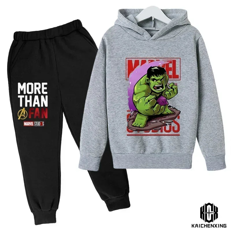 Hulk Hoodies Kids Tracksuits Boy Girl Spring Autumn Winter Sweatshirt Clothes Set Marvel- Super Heros Hooded Pants Suit Children