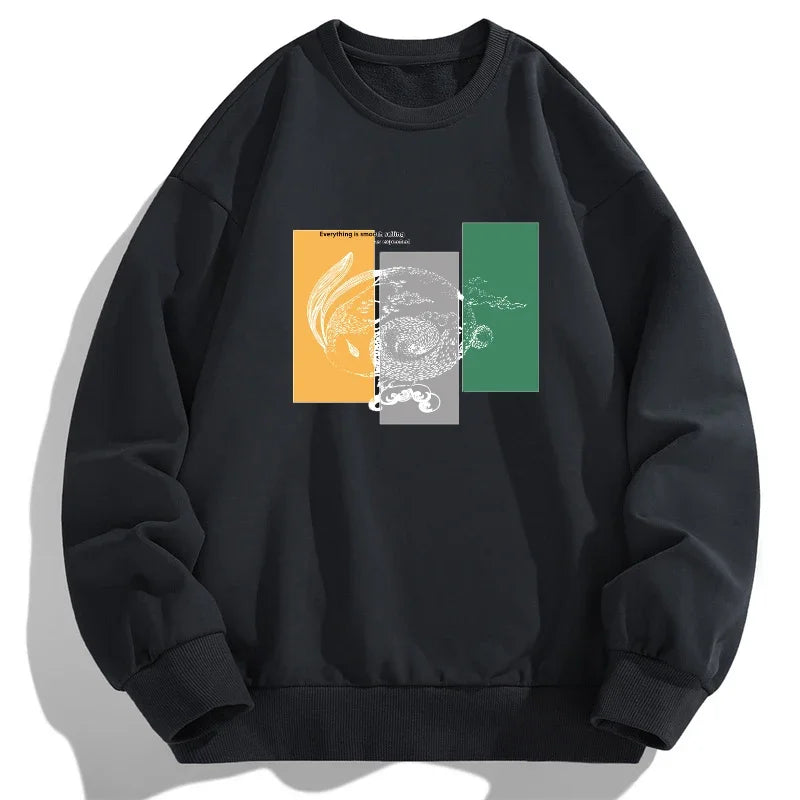 Men's Plus Size Sweatshirts Autumn Pullovers 1XL-7XL Man Round Neck Long Sleeve Tops Printed Hoodies Male Clothing 110-180KG