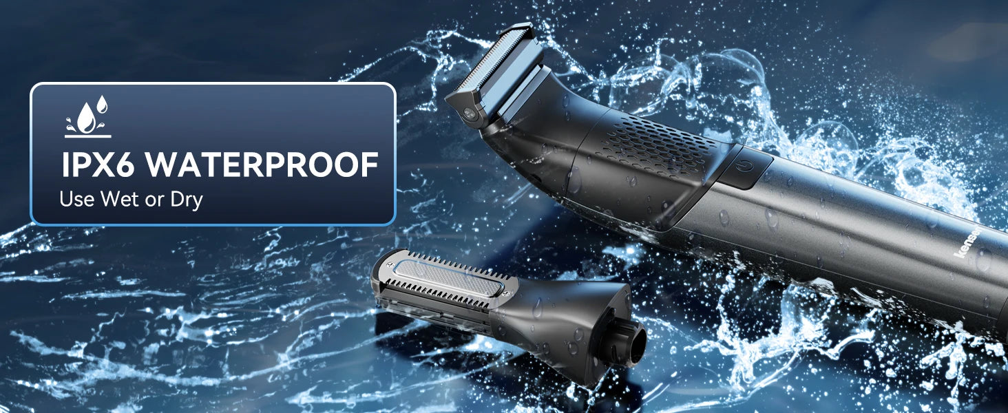 KENSEN S15 Electric Tirmmer for Men Dual-sided Blade IPX6 Waterproof Body Hair Razor Beard Trimmer 2 in 1 Trimmers for Barber
