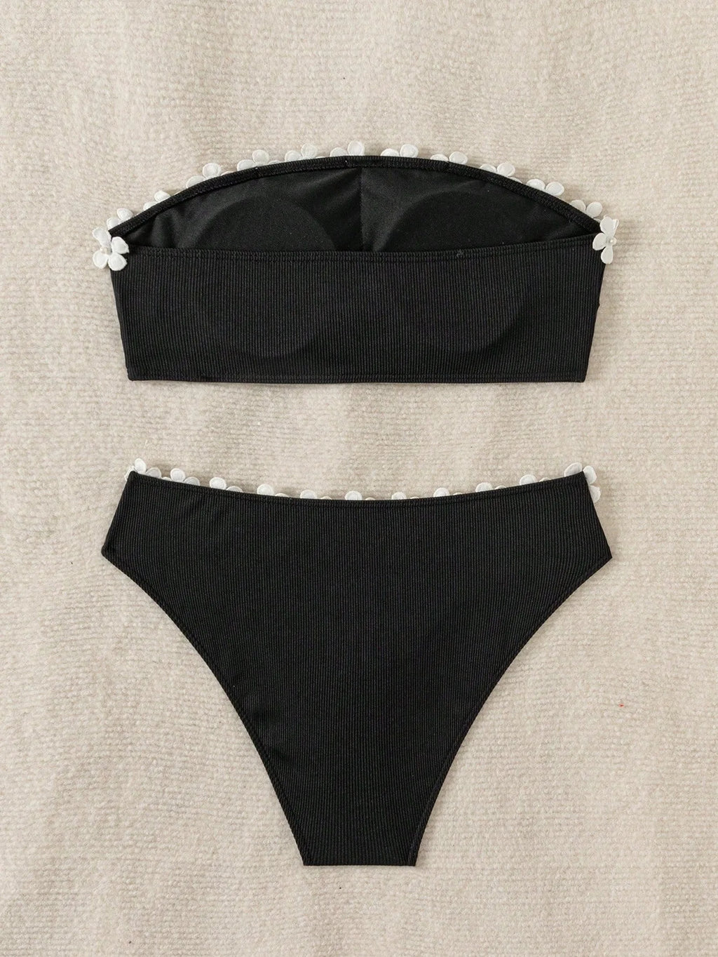Sexy 3D White Flower Bandeau Push Up Bikini Swimwear Women Bikinis 2 Piece Swimsuit Bathing Suit Biquini Maillot De Bain Femme