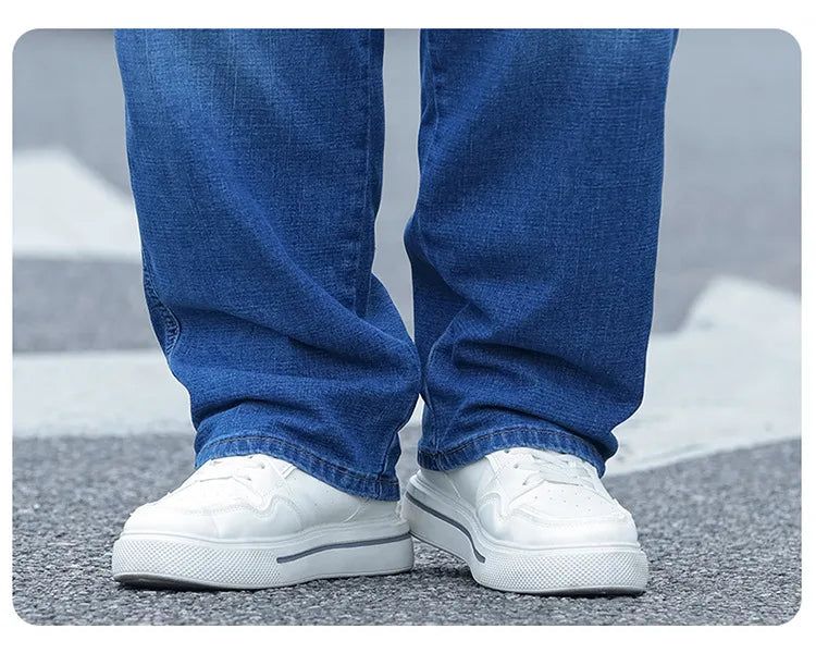 8XL Oversize Jeans Men Autumn Fashion Streetwear Pant Plus Size Cargo Jeans Soft Cotton Loose Baggy Casual Jeans For Dad Husband