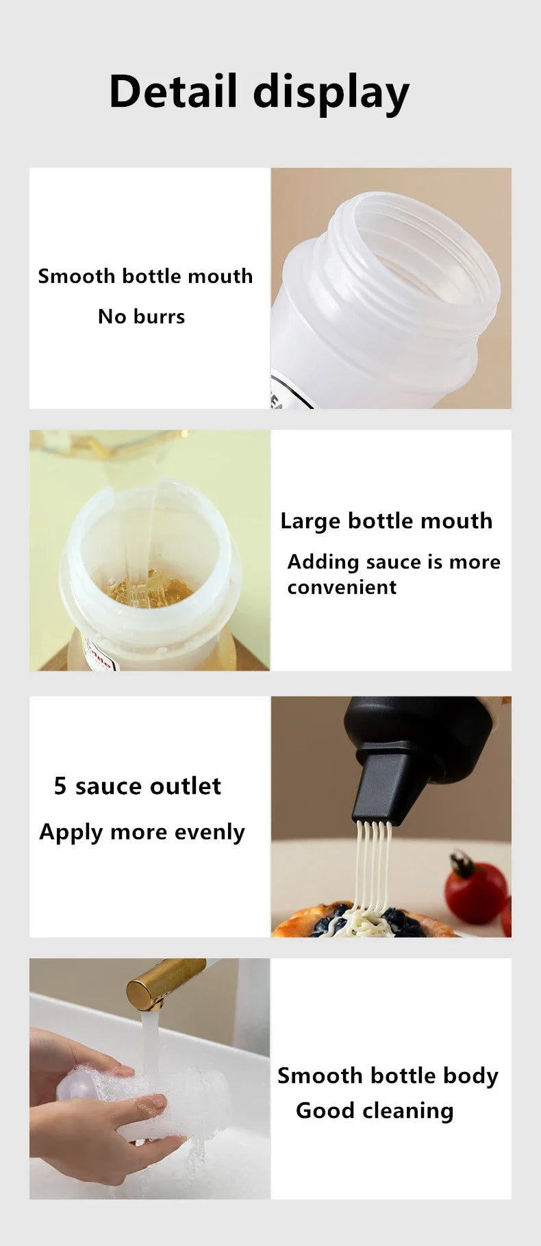 1/2/3pcs Squeeze Sauce Bottle Leak Proof Refillable Condiment Container For Salad Ketchup Honey Jam Squeeze Sauce Bottle Kitchen