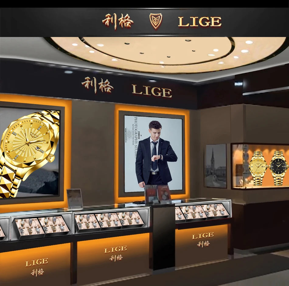 LIGE Fashion Brown Leather Men Watch Rotating Dial Las Vegas Roulette Desktop Theme Watch Men Waterproof Luminous Clock Watches