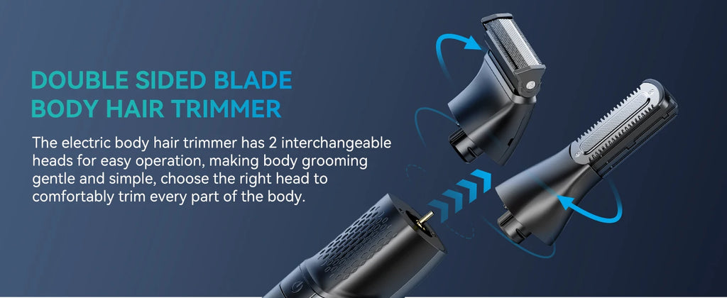 KENSEN S15 Electric Tirmmer for Men Dual-sided Blade IPX6 Waterproof Body Hair Razor Beard Trimmer 2 in 1 Trimmers for Barber