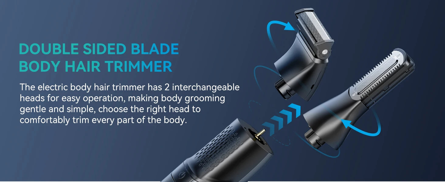KENSEN S15 Electric Tirmmer for Men Dual-sided Blade IPX6 Waterproof Body Hair Razor Beard Trimmer 2 in 1 Trimmers for Barber