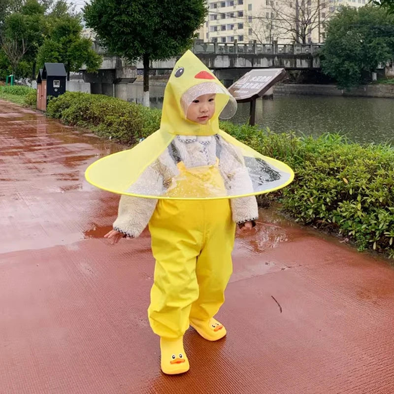 Children Portable Rain Umbrella Hat Foldable Outdoor Fishing Sunshade Waterproof Camping Headwear Kids Rain Hat Umbrella 65-70cm