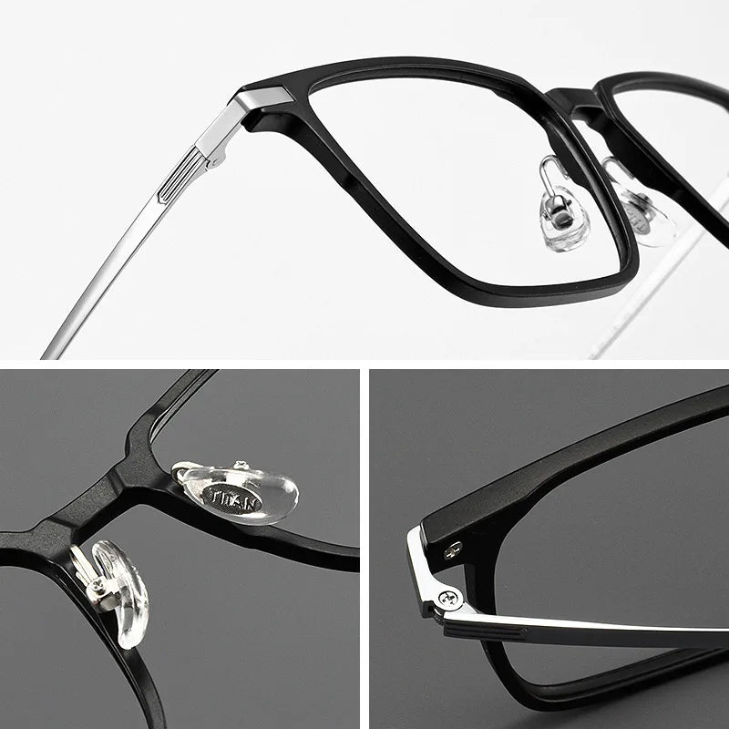 FIRADA Fashion Comfortable Eyeglasses Retro Square Titanium Eyewear Plus Size Prescription Glasses Frame For Men Women 93006-C