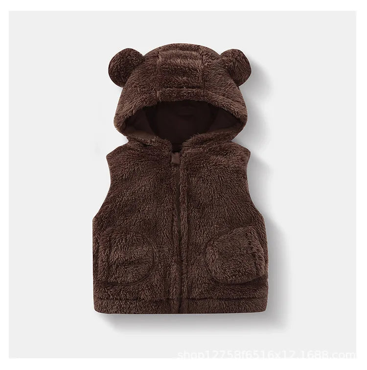 Ircomll Children's vest winter Fall Bape Plush Hooded Bear Outerwear For Girls Boys Children Coat Baby Top Waistcoat Girl Outfit