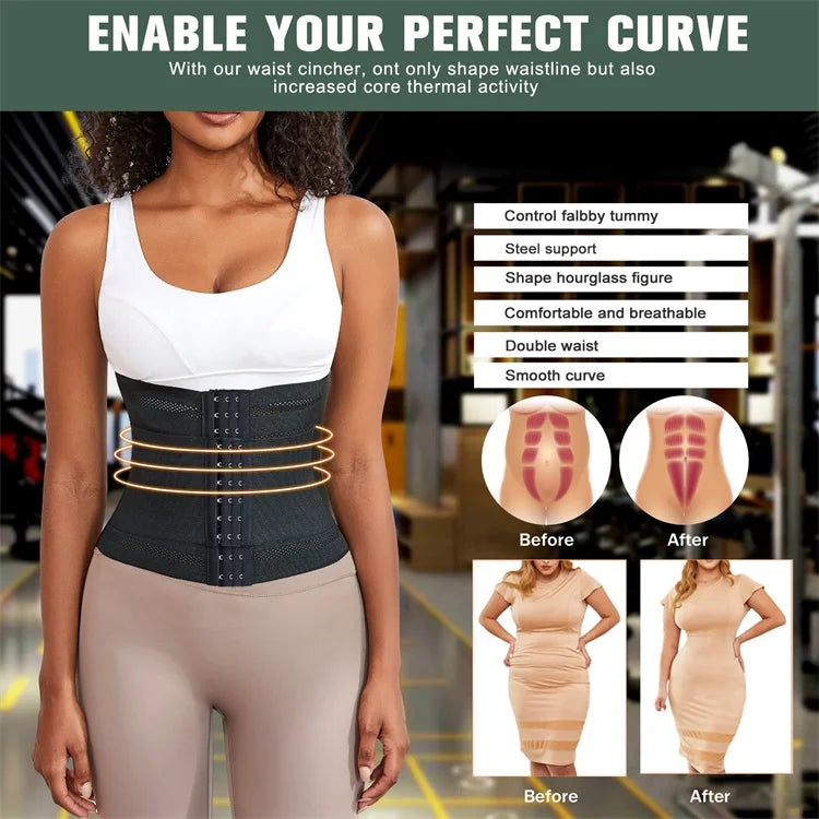 MiiOW Waist Trainer Corset Women Binders Shapers Tummy Wrap Body Shapewear Slimming Belt Flat Belly Workout Postpartum Girdle