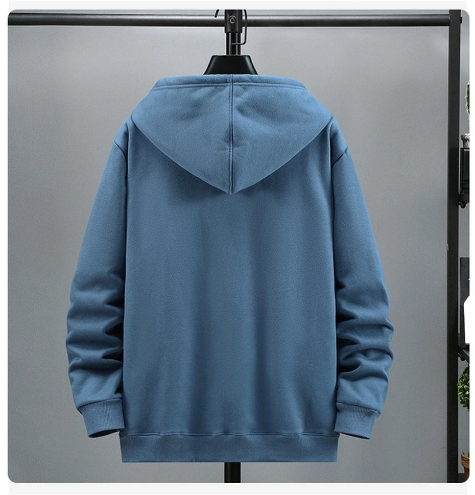 Plus Size 10XL 12XL Hoodie Men Autumn Winter Fleece Hoodies Solid Color Jacket Hoodies Big Size 12XL Blue Black Red Grey