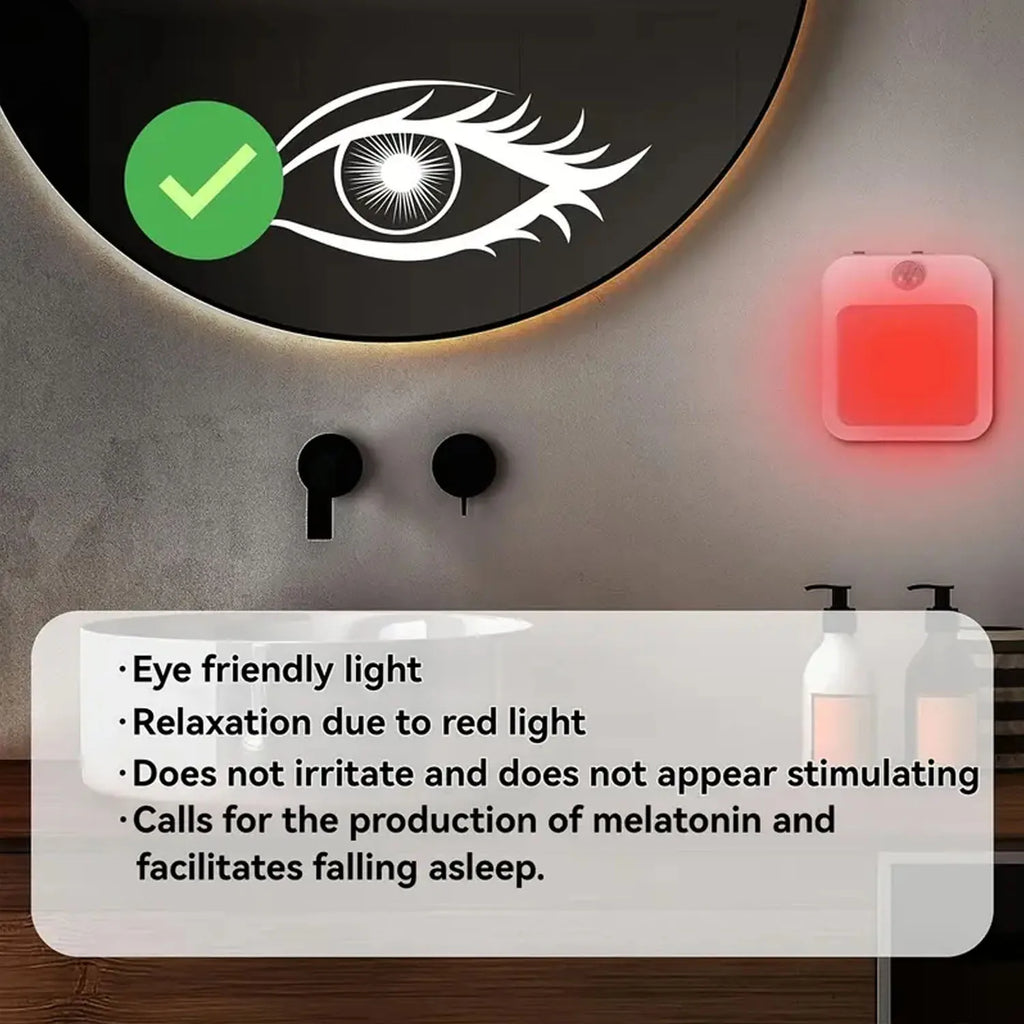 1PC Red Light Night Light With A Plug, Intelligent Night Light, Automatic On/Off, Suitable For Bedroom, Bathroom, Kitchen