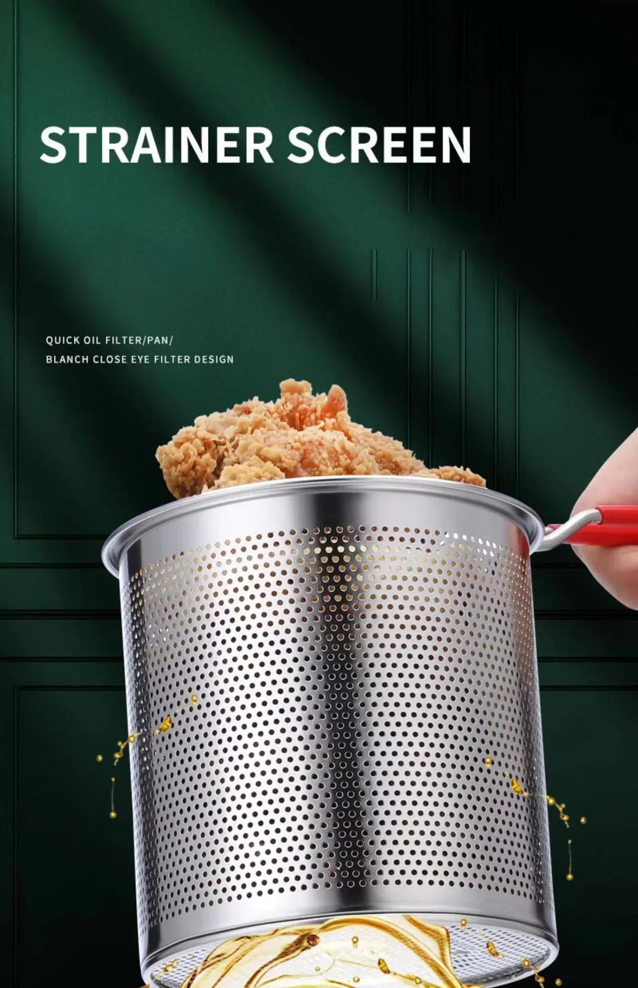 304 Stainless Steel Deep Fryer with Frying Basket Multifunction Small Pot Kitchen Specific Frying Chicken and Other Cooking Tool