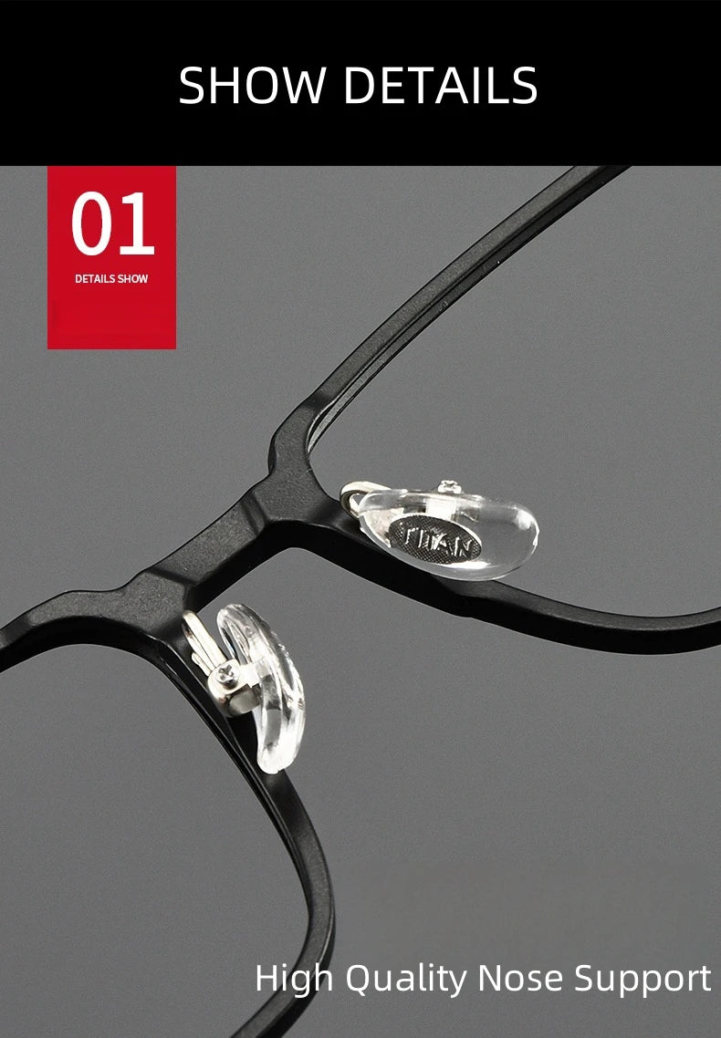 FIRADA Fashion Comfortable Eyeglasses Retro Square Titanium Eyewear Plus Size Prescription Glasses Frame For Men Women 93006-C
