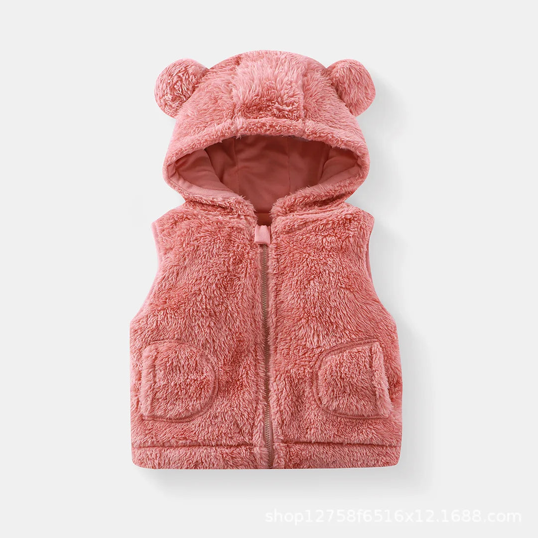 Ircomll Children's vest winter Fall Bape Plush Hooded Bear Outerwear For Girls Boys Children Coat Baby Top Waistcoat Girl Outfit