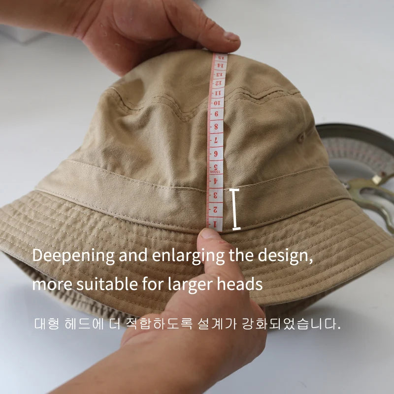 Big Head Plus Size Bucket Hat for Men  Pure Cotton Panama Fisherman Hat Korean Man Women 59cm 60cm 62cm 63cm Sun Hat