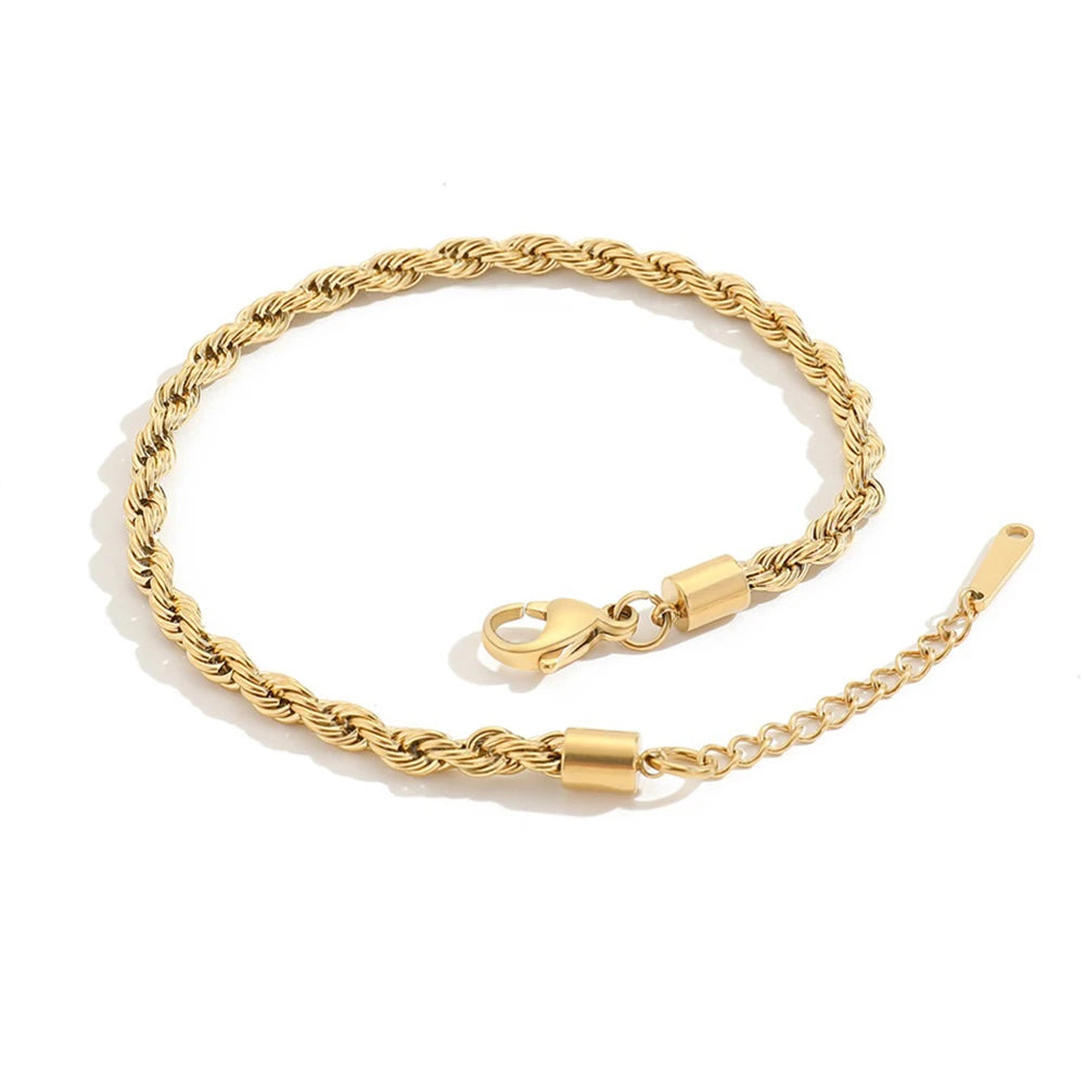 SUNIBI 316L Stainless Steel Link Anklet for Women Gold Color 4MM Classic Chain Foot Anklet Accessorie Wholesale Dropshipping