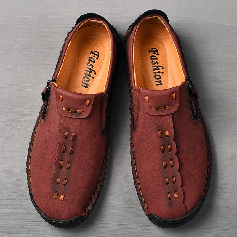 Comfortable Leather Men Shoes Casual Slip On Men Loafers Qlity Split Leather Shoes Men Flats Hot Sale Moccasins Shoes Plus Size
