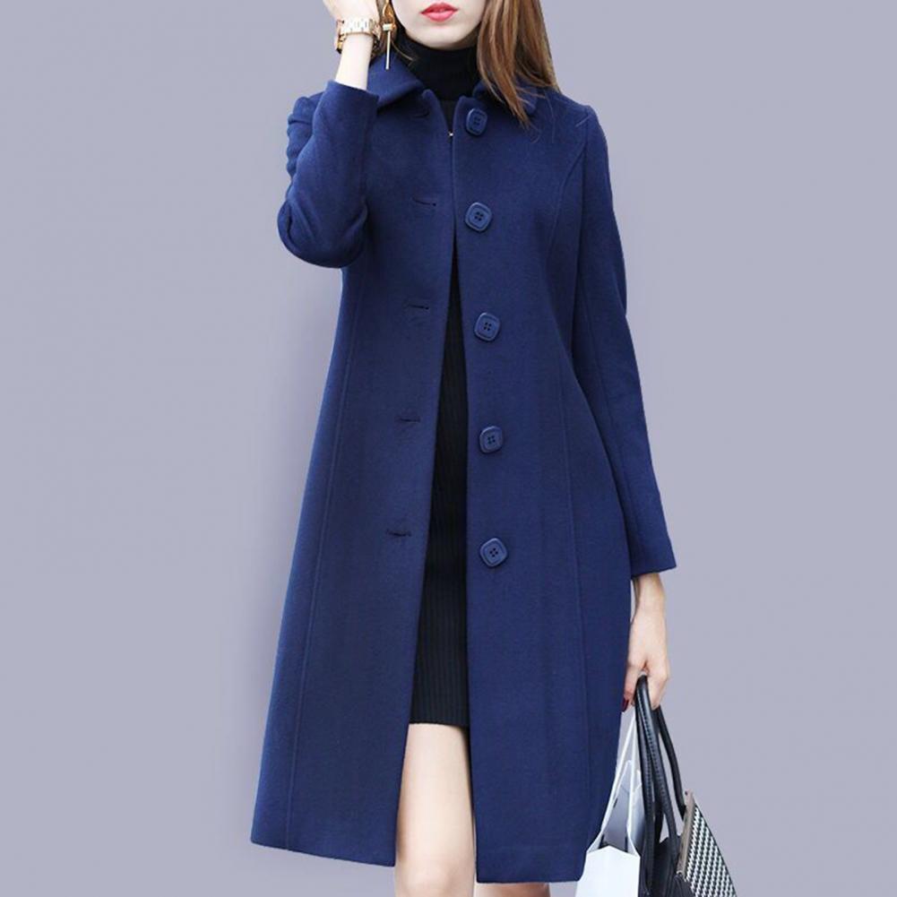 Elegant Soft Women Coat Mid-Length Single-Breasted Turn-down Collar Cardigan Plus Size Warm Lapel Winter Jacket
