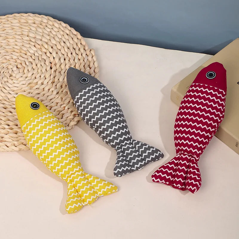 New pet toys, cat toys, linen fish pillows, self hi cat mint doll, pet supplies