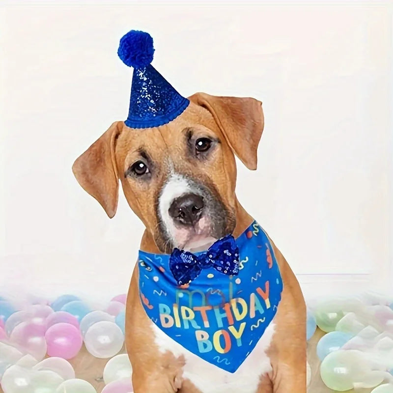 1pc-Pet Birthday Triangle Towel,, "Birthday girl" “Birthday boy”Dog Bibs,   Pet Supplies & Accessories