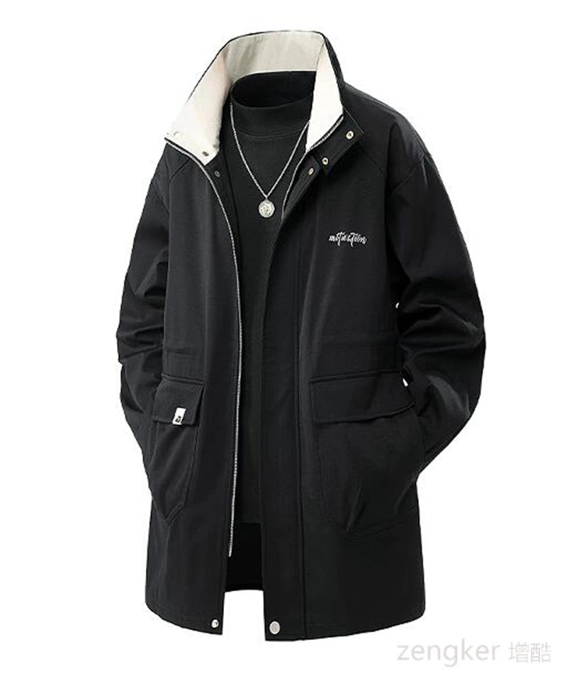 Big size Trench large size men long section spring and autumn casual jacket loose  plus size coat 7XL 8XL 9XL