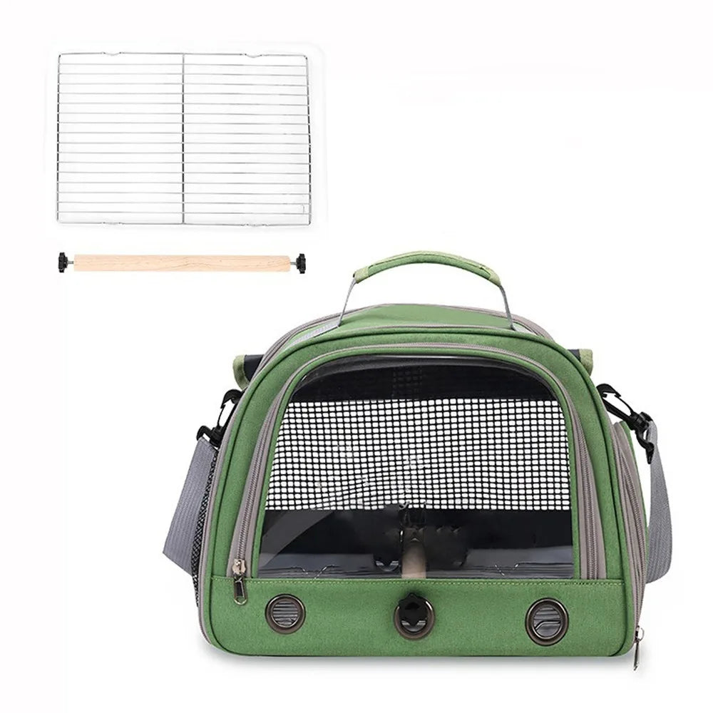 Breathable Portable Parrot Travel Bag with Tray Large Capacity Parrot Carrier Bag Comfortable Bird Backpack Pet Supplies