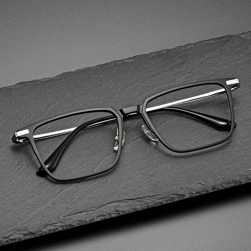 FIRADA Fashion Comfortable Eyeglasses Retro Square Titanium Eyewear Plus Size Prescription Glasses Frame For Men Women 93006-C