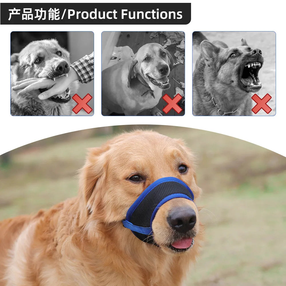 Dog Muzzle Anti Barking Pet Adjustable Anti-Bite Puppy Breathable Soft Dog Mouth Cover Elastic Strap Pet Supplies Basket Muzzle