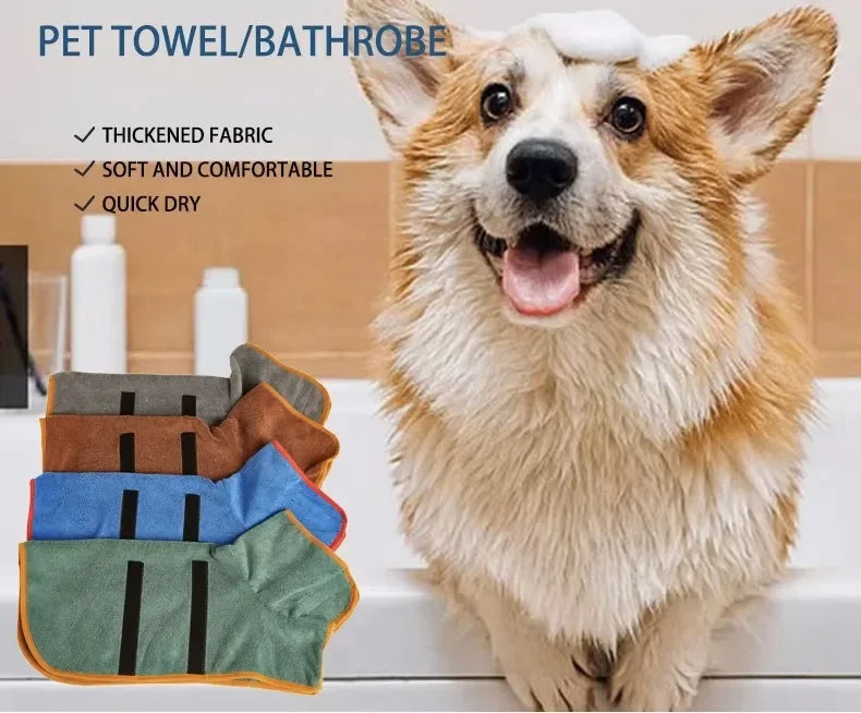 Absorbent Pet Bathrobe Quick Drying Dog Towel for Large & Small Dogs Cat Bathrobe Clean Pet Supplies