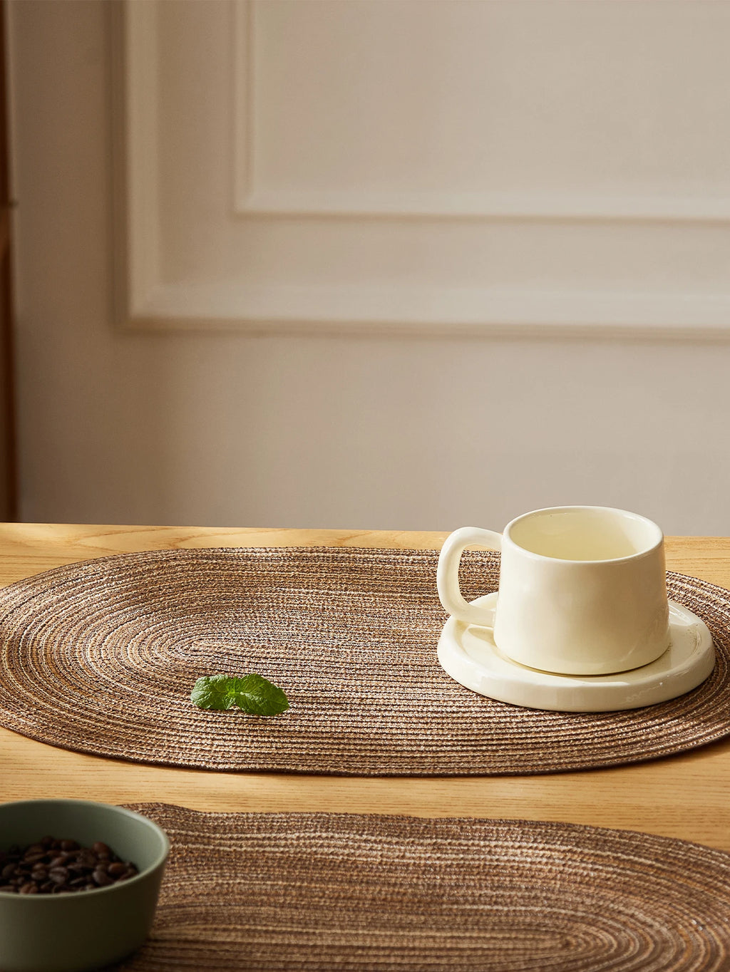 4PCS/set Oval Rop Cotton Braided Table Place Mats Braided Coaster Placemas Non-Slip Table Mats for Dining Kitchen Table Washable