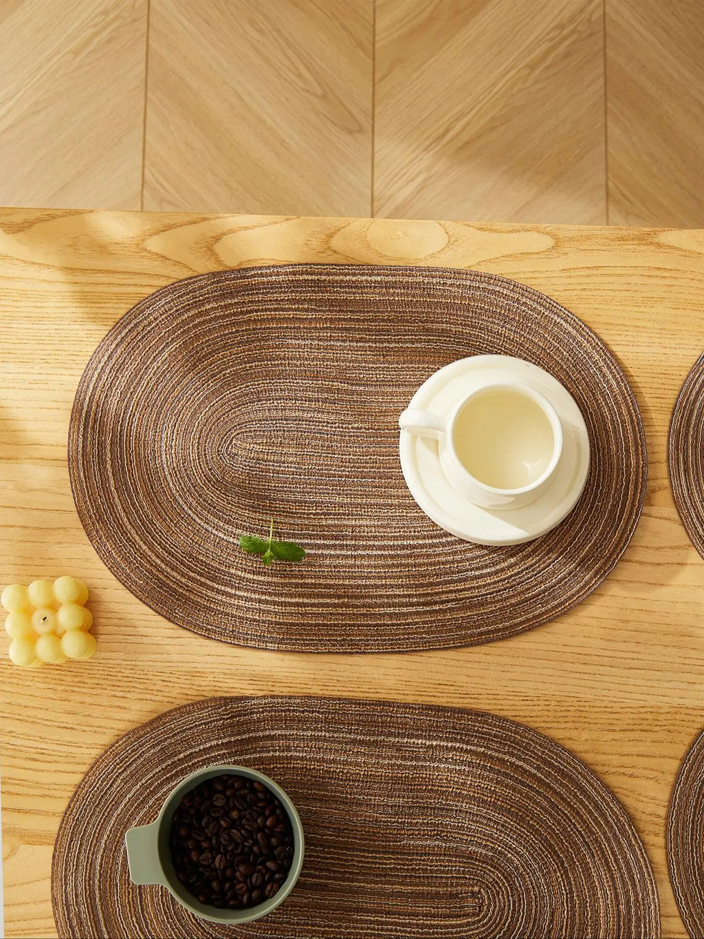 4PCS/set Oval Rop Cotton Braided Table Place Mats Braided Coaster Placemas Non-Slip Table Mats for Dining Kitchen Table Washable