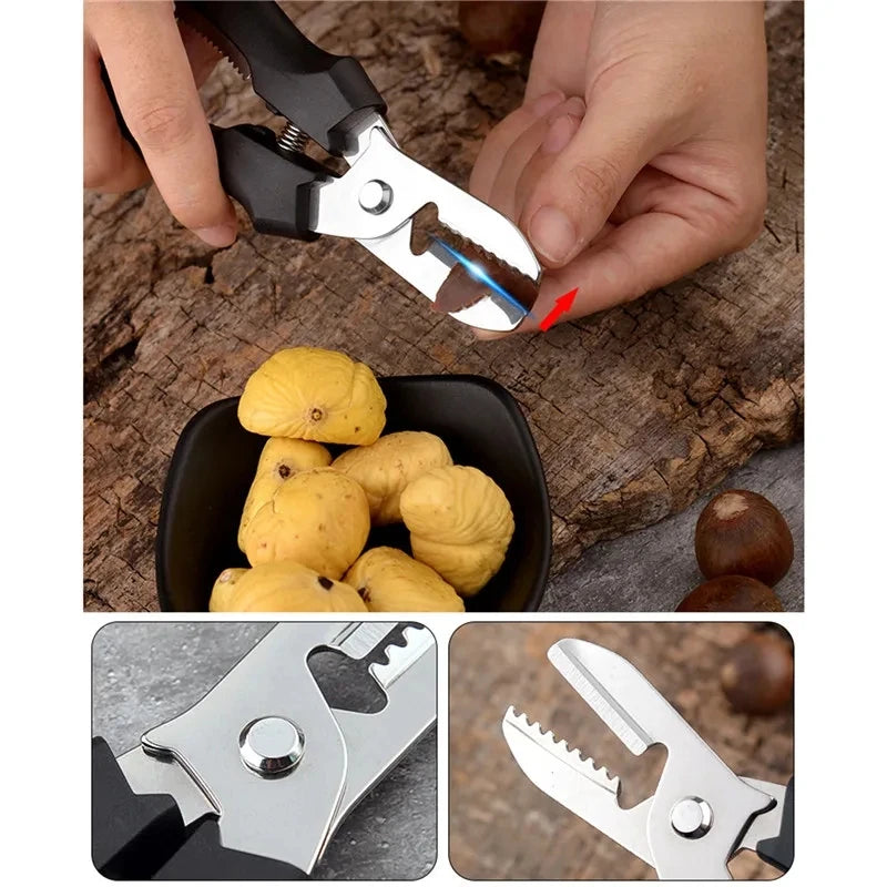 Multipurpose Chestnut Scissors Peeler Chestnut Shell Peeling and Leather Clip Cross Cutting Knife Chestnut Peeler For Kitchen
