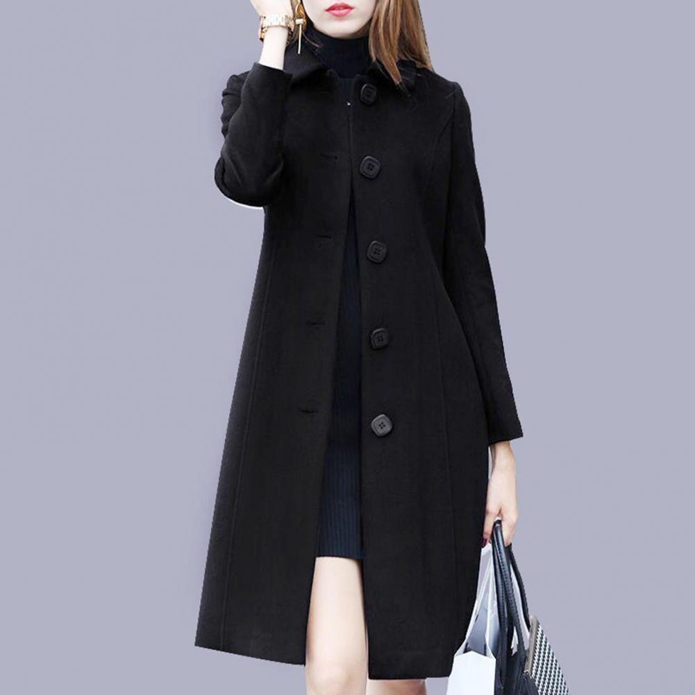 Elegant Soft Women Coat Mid-Length Single-Breasted Turn-down Collar Cardigan Plus Size Warm Lapel Winter Jacket