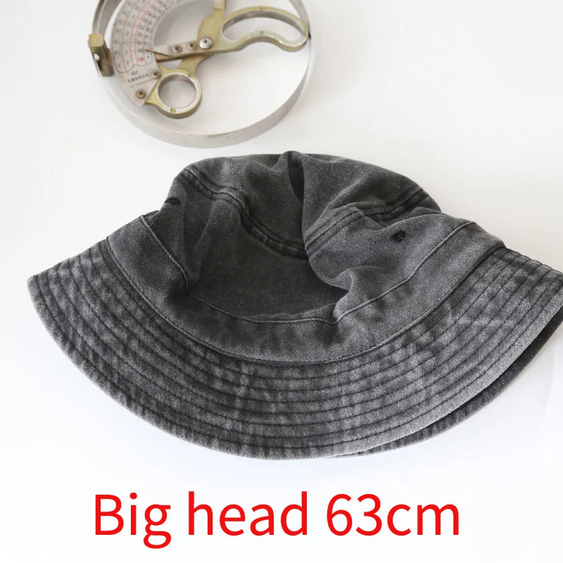 Big Head Plus Size Bucket Hat for Men  Pure Cotton Panama Fisherman Hat Korean Man Women 59cm 60cm 62cm 63cm Sun Hat