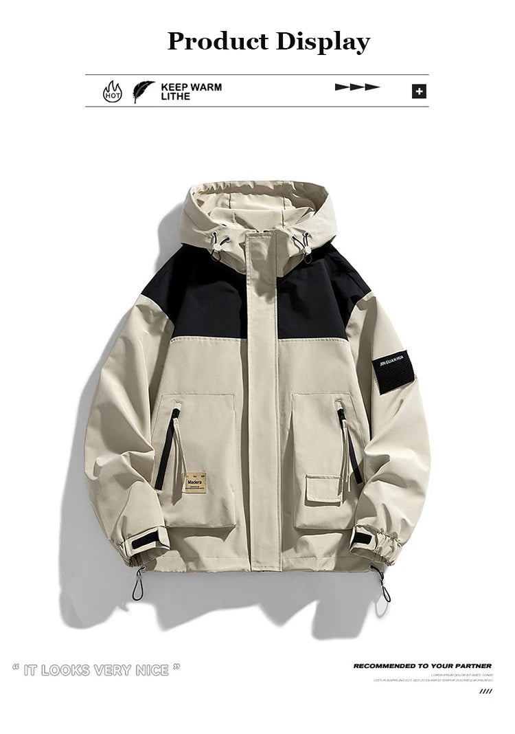 2024 Men's Waterproof Jacket Fashion Casual Hoodies Coat Streetwear Autumn Anti-wind Jacket Outdoor Travel Climbing Outerwear