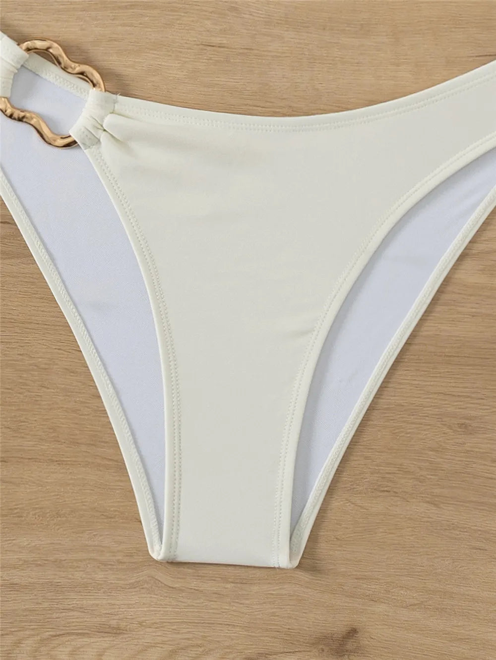 Halter Bandeau Solid White Bikinis Sets Woman Metal Ring Swimwear Hollow Out Sexy Swimsuit 2026 Bathing Suit Bikinis De Mujer