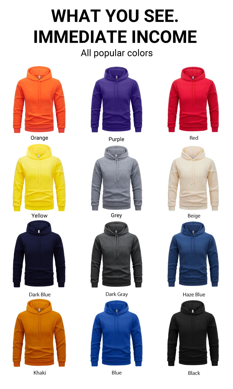 New York Brooklyn 1988 Pattern Men Hoodies Loose Fleece Hoodie All-Match Pocket Pullovers Autumn Multicolor Hoody Casual Tops