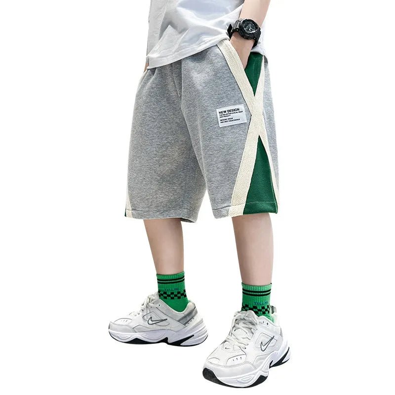 New Summer Baby Boys Fashion Design Shorts Black Grey Cotton Kids Beach Shorts Sport Children Clothes Casual Pants 5-14Years Old
