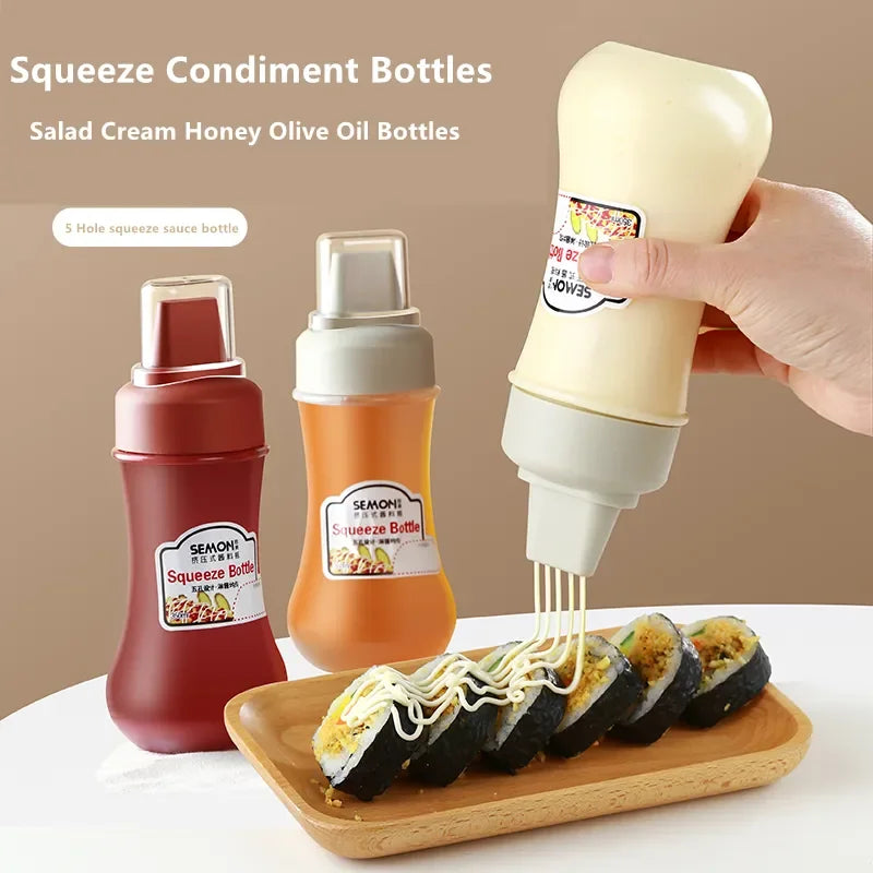1/2/3pcs Squeeze Sauce Bottle Leak Proof Refillable Condiment Container For Salad Ketchup Honey Jam Squeeze Sauce Bottle Kitchen