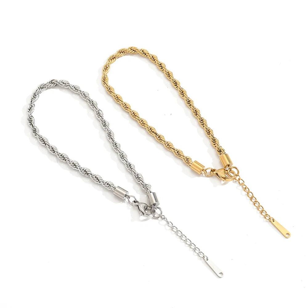 SUNIBI 316L Stainless Steel Link Anklet for Women Gold Color 4MM Classic Chain Foot Anklet Accessorie Wholesale Dropshipping