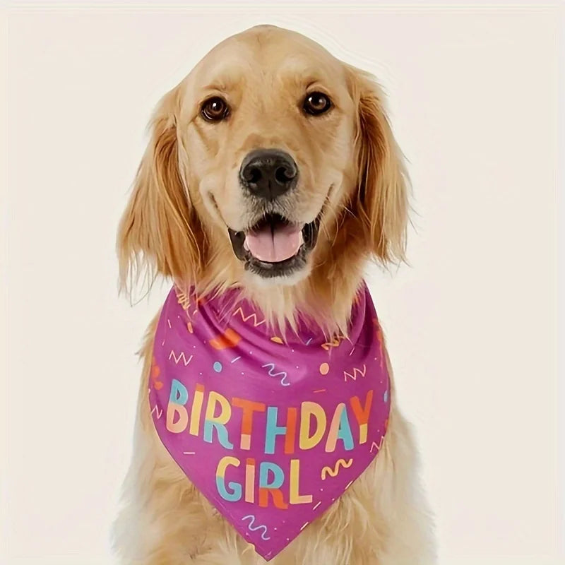 1pc-Pet Birthday Triangle Towel,, "Birthday girl" “Birthday boy”Dog Bibs,   Pet Supplies & Accessories